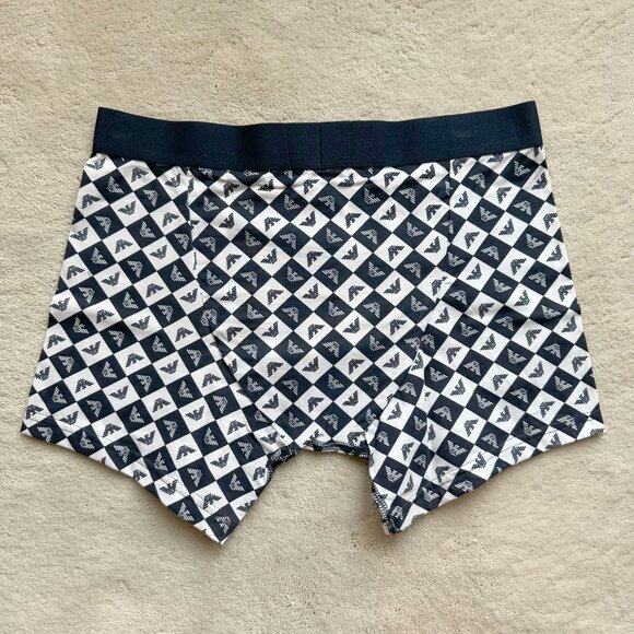NWT Authentic GA EMPORIO ARMANI All-Over Logo STRETCH COTTON TRUNKS (2) Size M - Picture 3 of 15